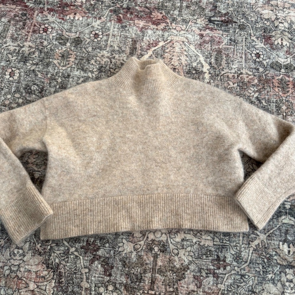 & Other Stories Paris Atelier Mock Neck Sweater Beige Mohair Wool S Minimalist - Picture 7 of 7